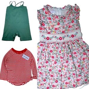 4T lot of 3 Iris & Ivy Dress Pink Floral Smocked Waist Sleeveless Cotton cottage